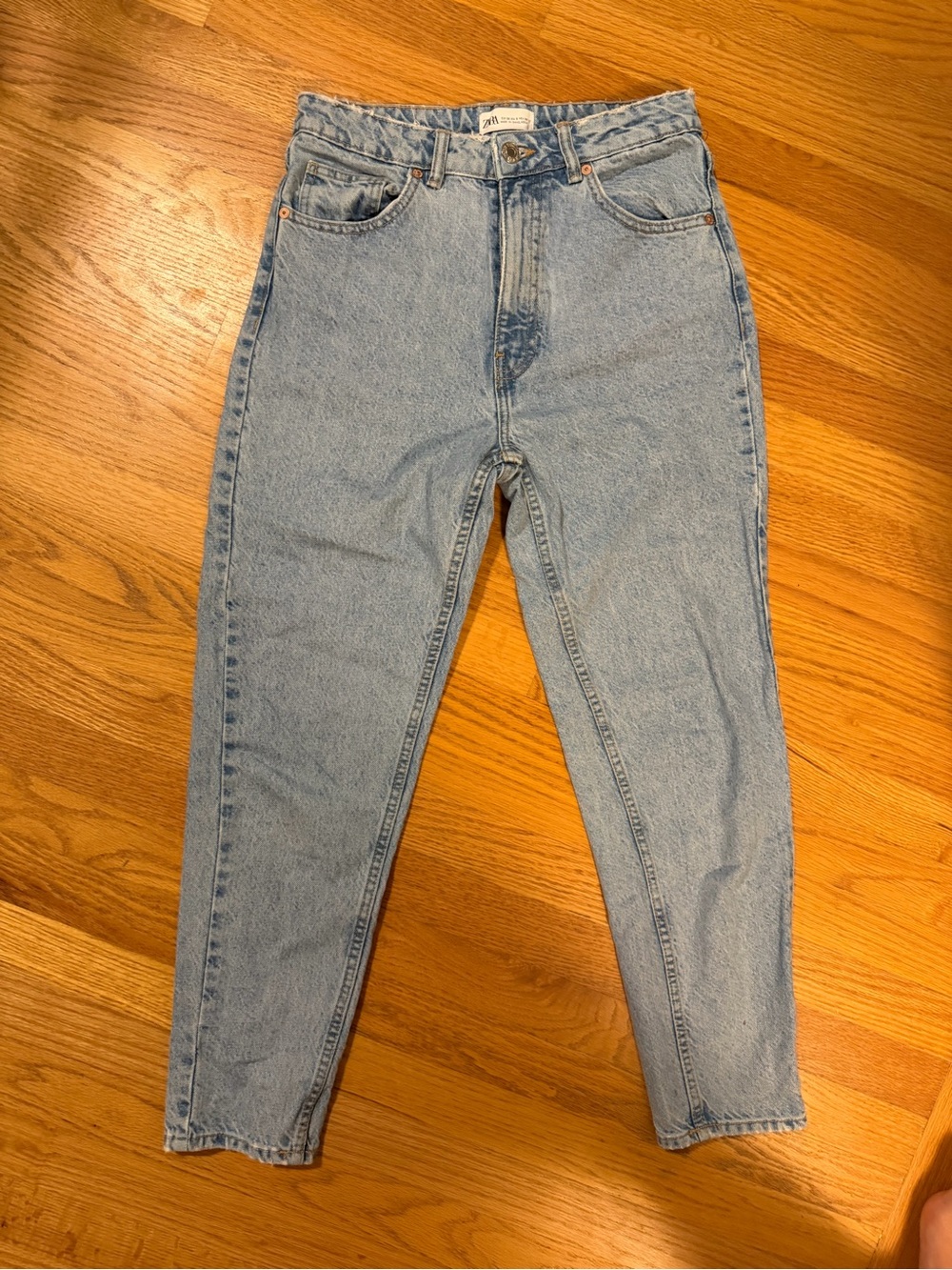Zara High-Rise Light Blue Mom Jeans
